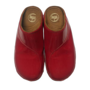 FitFlop Happy Gogh Slip On Clog Red Patent Leather Womens Size 7 GUC